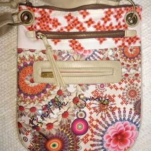 Desigual Colorful Shoulder Bag with gold zippers